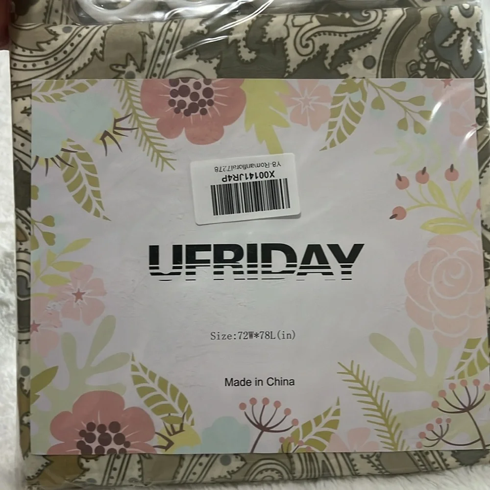 New Ufriday Roman Floral Shower Curtain Size 72W x 78L in